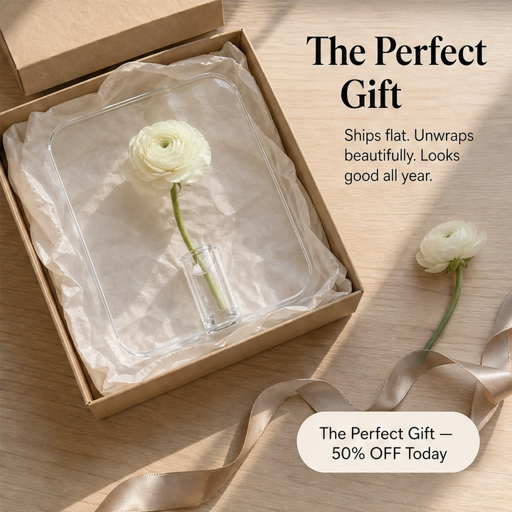 Lucent – Acrylic Frame Flower Vase, Clear Nordic Decor for Shelf &amp; Table + 50% OFF