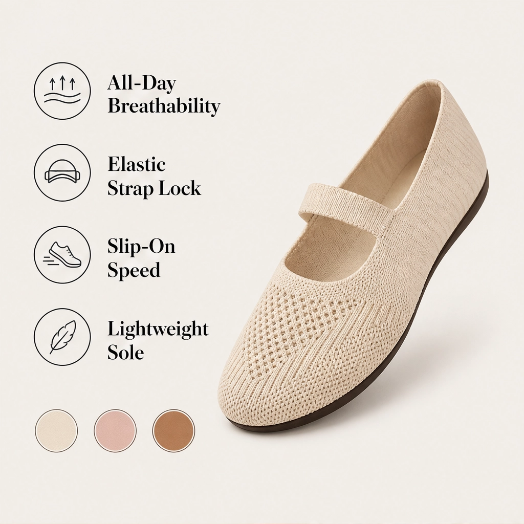 Sollora™ – Breathable Knit Cushioned Slip-On Flats for Women + 50% OFF