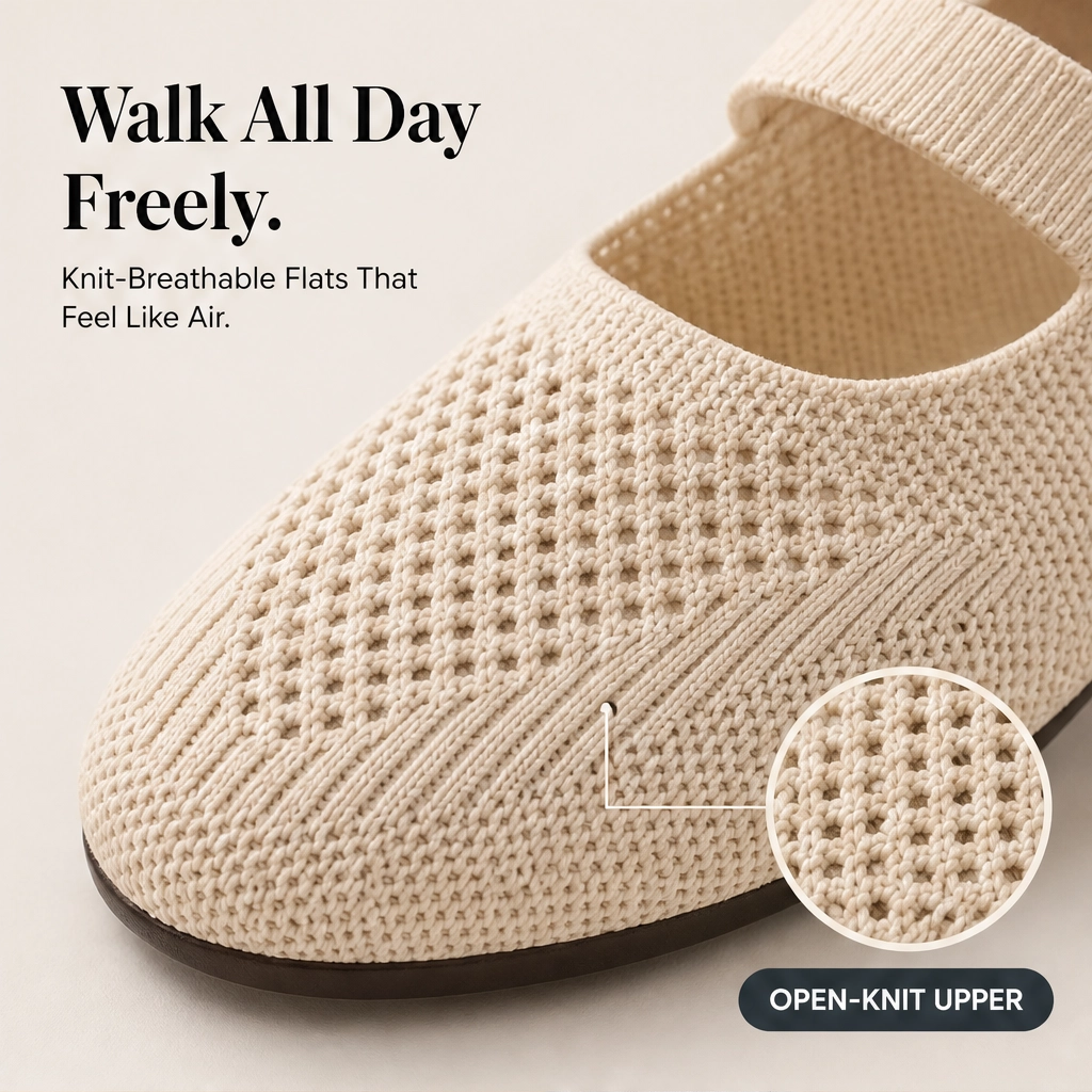Sollora™ – Breathable Knit Cushioned Slip-On Flats for Women + 50% OFF