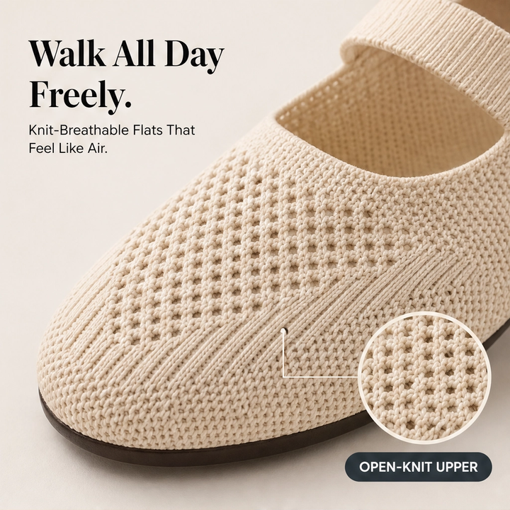 Sollora™ – Breathable Knit Cushioned Slip-On Flats for Women + 50% OFF