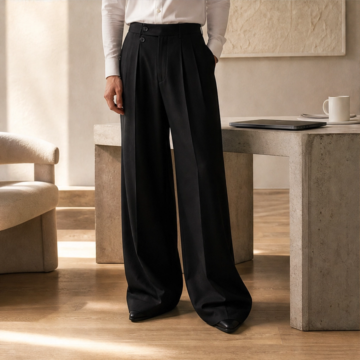 Beckford™ – Pleated Wide-Leg Suit Pants, Wrinkle-Resistant Drape Fabric + 50% OFF