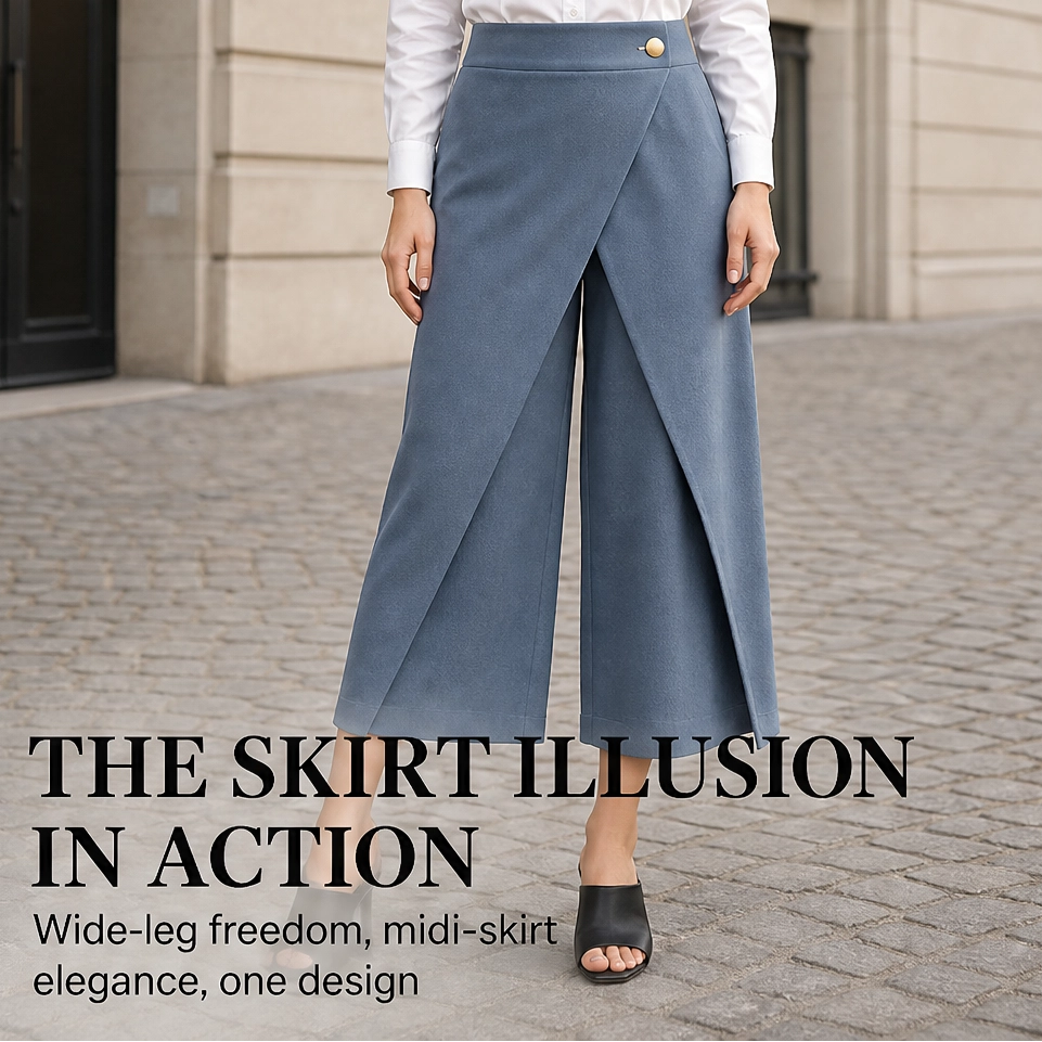 Drapelle – High-Waisted Wrap-Front Wide-Leg Cropped Trousers + 50% OFF