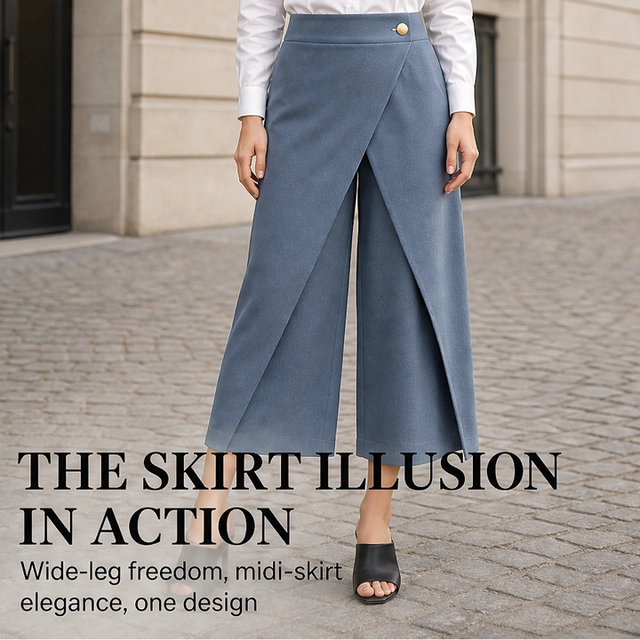 Drapelle – High-Waisted Wrap-Front Wide-Leg Cropped Trousers + 50% OFF