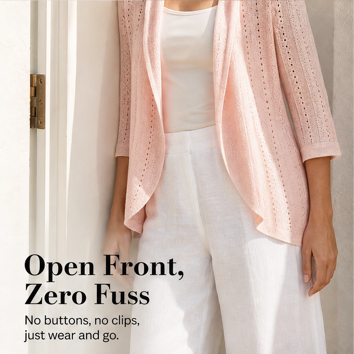 Aerelle™ – Breathable Eyelet Lightweight Summer Cardigan + 50% OFF