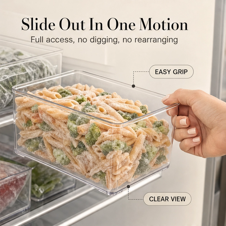Clearnook™ – Crystal-Clear Stackable Freezer &amp; Fridge Storage Bins with Handles + 50% OFF