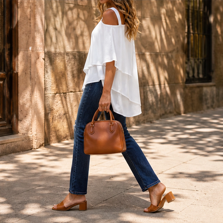 Almora™ – Asymmetrical Layered Cold-Shoulder Loose Fit Blouse + 50% OFF