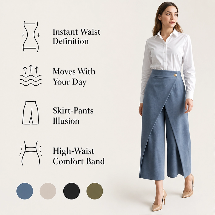 Drapelle – High-Waisted Wrap-Front Wide-Leg Cropped Trousers + 50% OFF