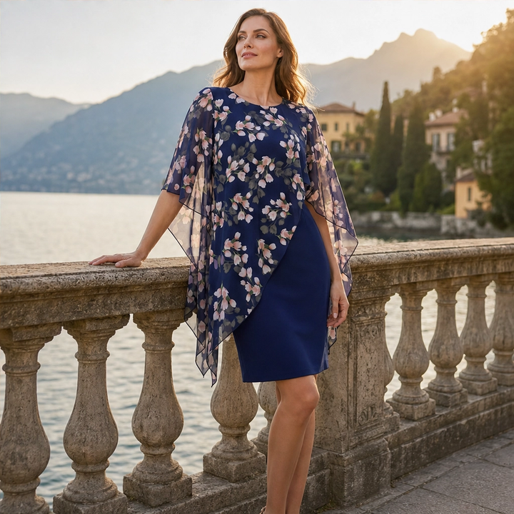 Mirabelle – Floral Chiffon Overlay Bodycon Dress Set for Women + 50% OFF