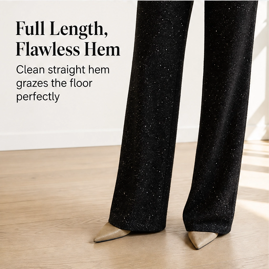 Soirelle – High-Waist Glitter Straight-Leg Trousers + 50% OFF