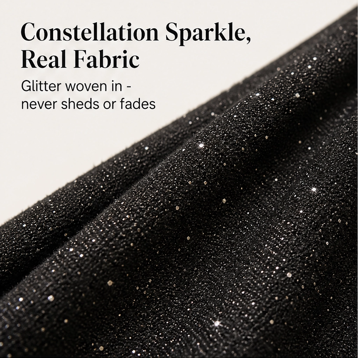 Soirelle – High-Waist Glitter Straight-Leg Trousers + 50% OFF
