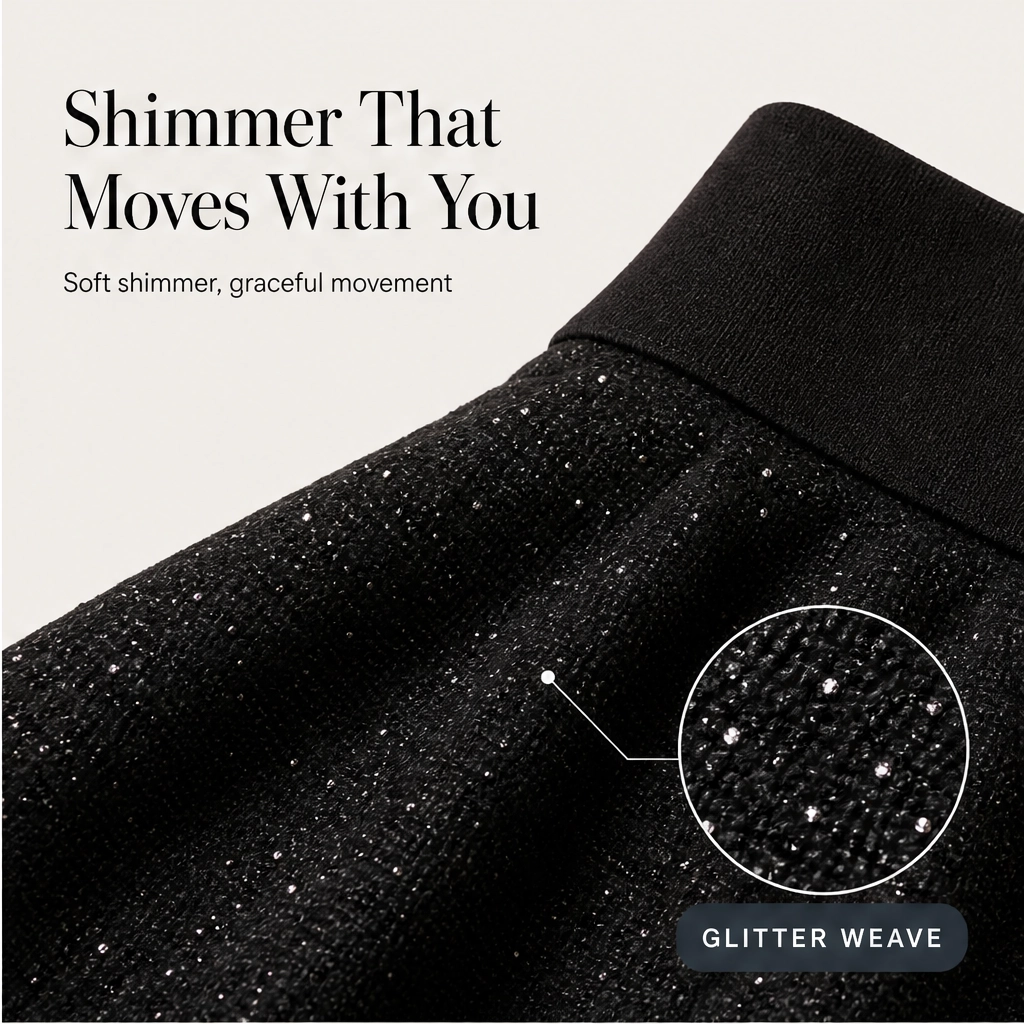 Soirelle – High-Waist Glitter Straight-Leg Trousers + 50% OFF