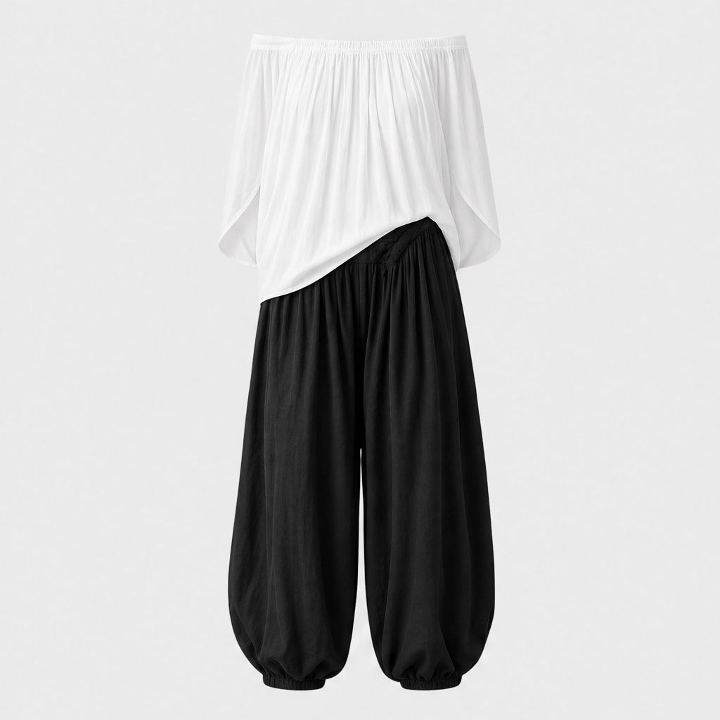Sienne™ – Off-Shoulder Top &amp; Lantern Pants 2-Piece Set + 50% OFF