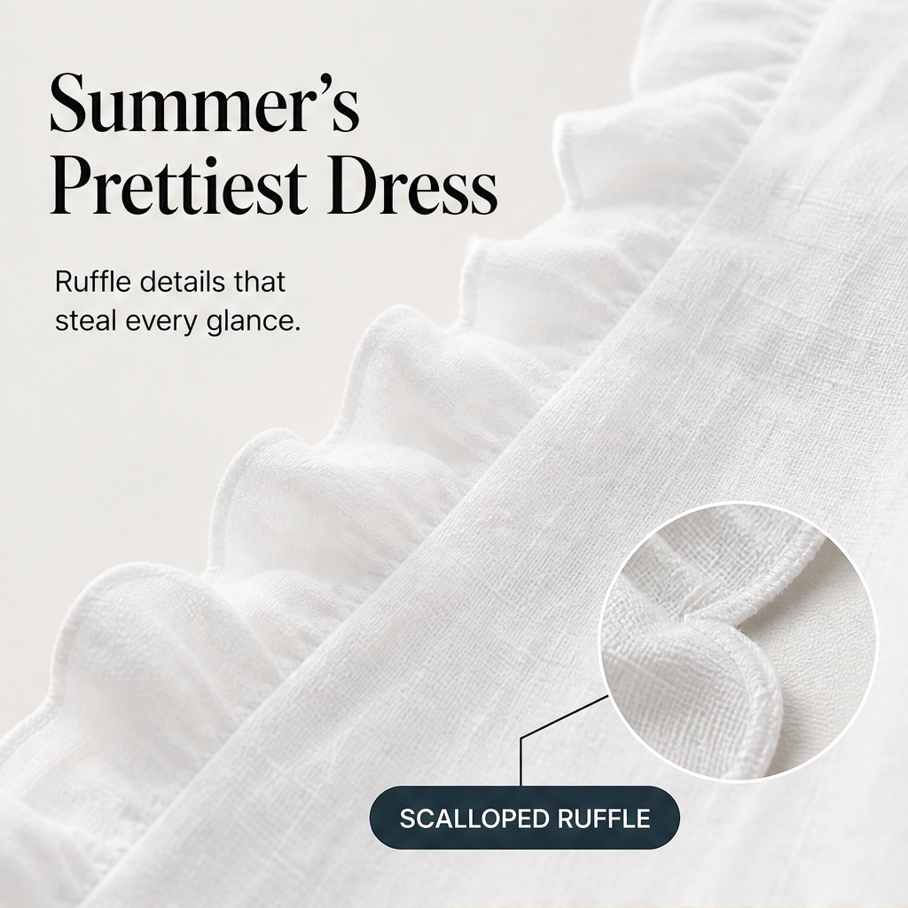 Soléne – Scalloped Ruffle Sleeveless A-Line Mini Dress + 50% OFF