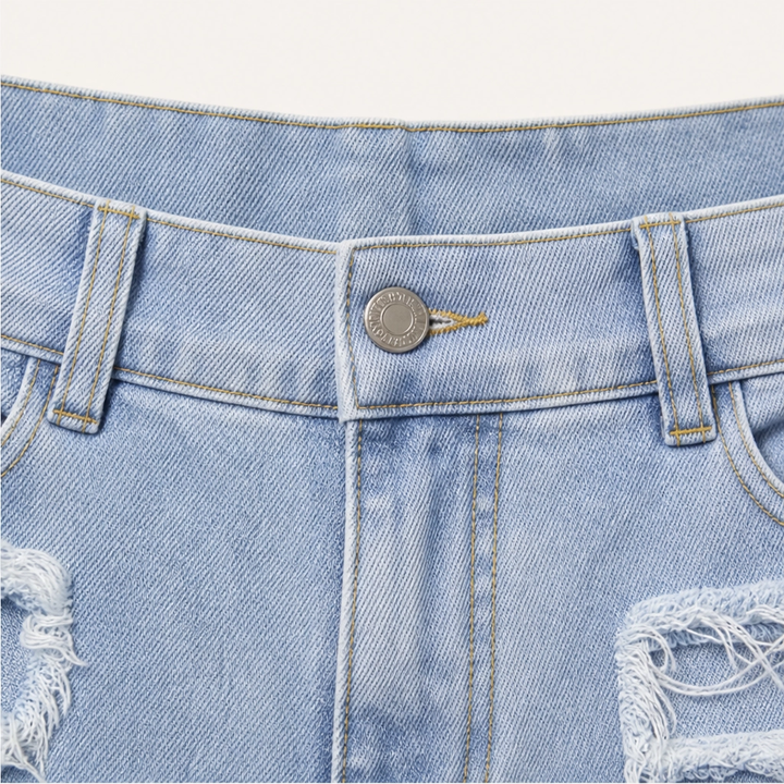 FRAYD™ – Distressed Frayed-Patch Denim Shorts for Men + 50% OFF