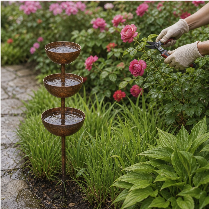 Coppervale™ – 3-Tier Cascading Rain Catcher &amp; Birdbath Garden Stake + 50% OFF