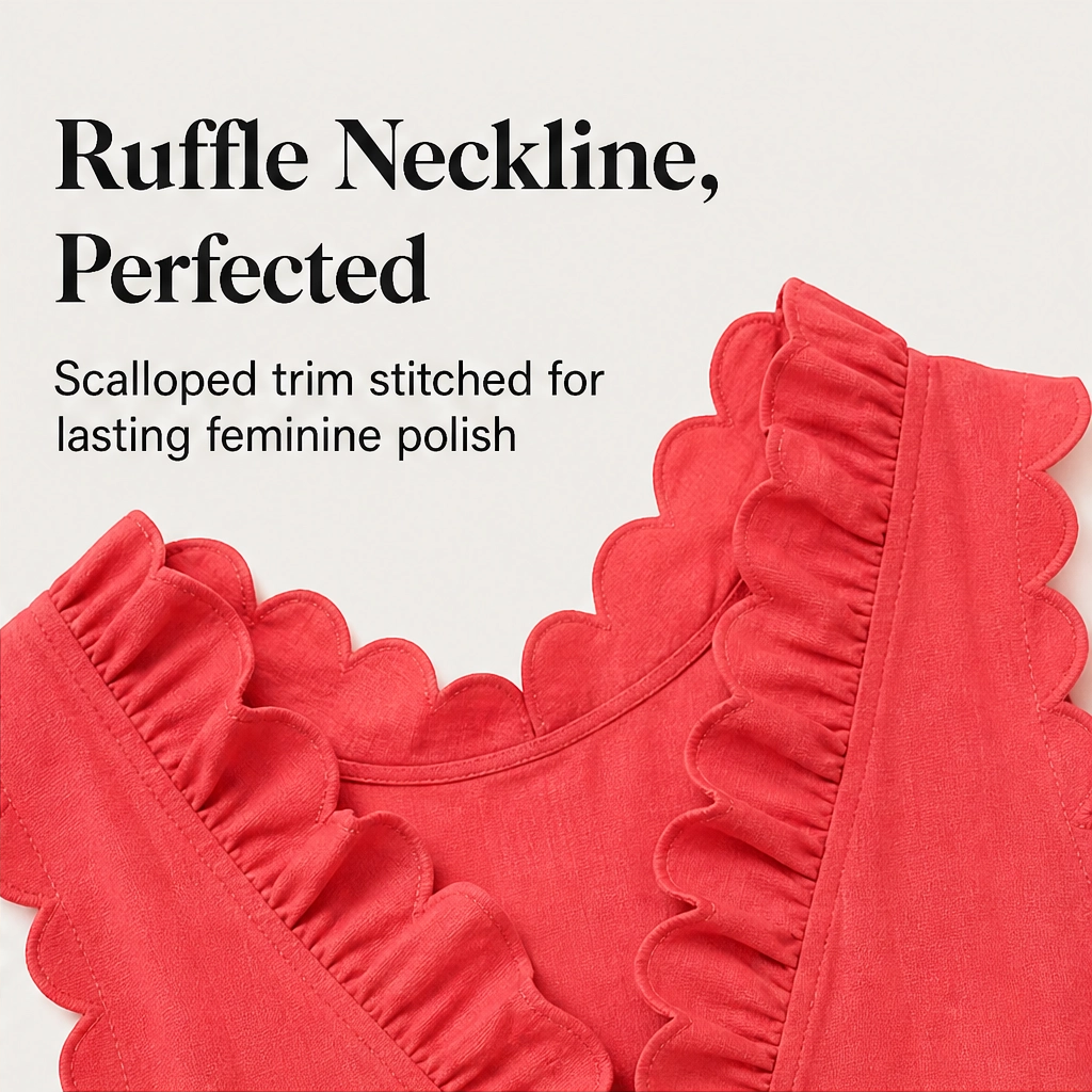 Soléne – Scalloped Ruffle Sleeveless A-Line Mini Dress + 50% OFF
