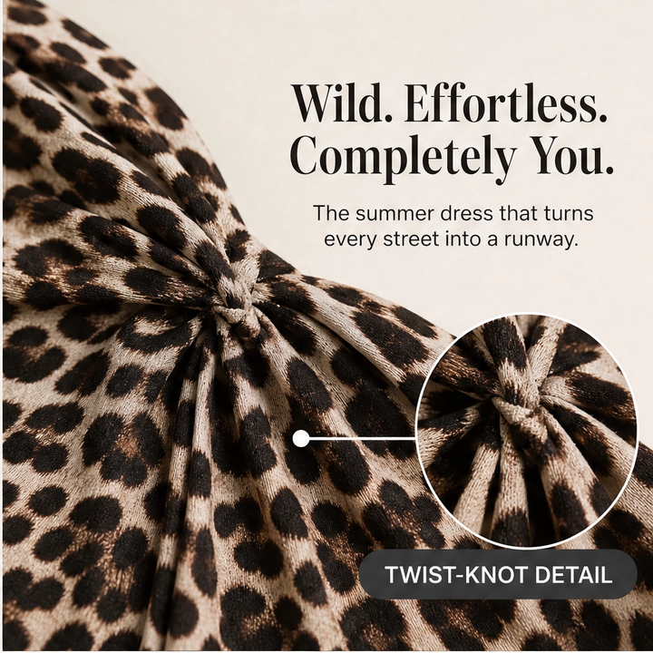 Solène – Twist-Front V-Neck Leopard Print Mini Dress + 50% OFF
