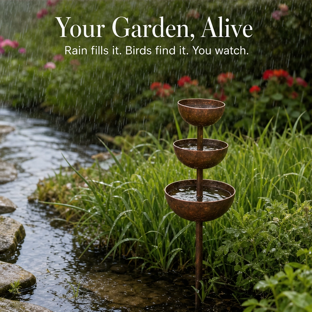 Coppervale™ – 3-Tier Cascading Rain Catcher &amp; Birdbath Garden Stake + 50% OFF