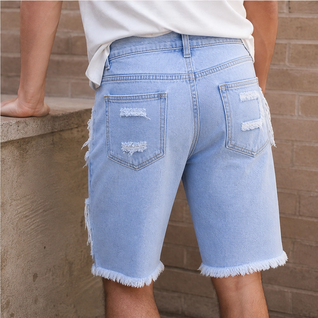 FRAYD™ – Distressed Frayed-Patch Denim Shorts for Men + 50% OFF