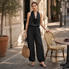 Solenne™ – Draped Cowl-Neck Halter Wide-Leg Jumpsuit + 50% OFF