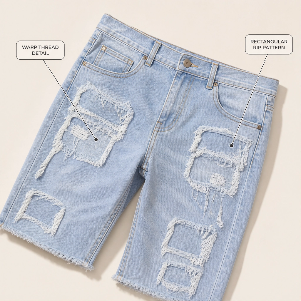 FRAYD™ – Distressed Frayed-Patch Denim Shorts for Men + 50% OFF