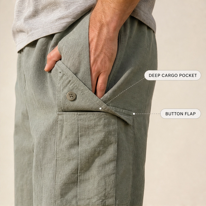 Driftwell™ – Breathable Cotton-Linen Wide-Leg Cargo Pants + 50% OFF