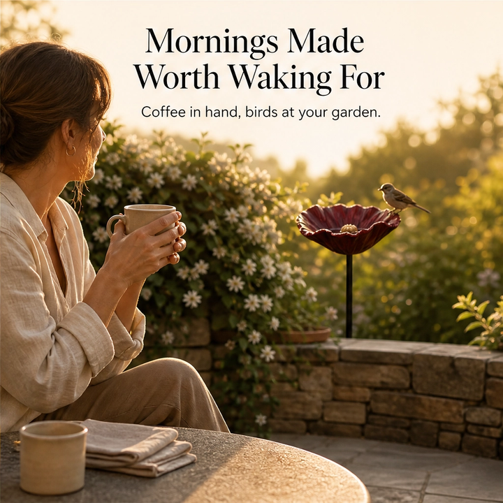 Bloombrook™ – Weatherproof Floral Bird Bath &amp; Water Feeder Garden Stake + 50% OFF