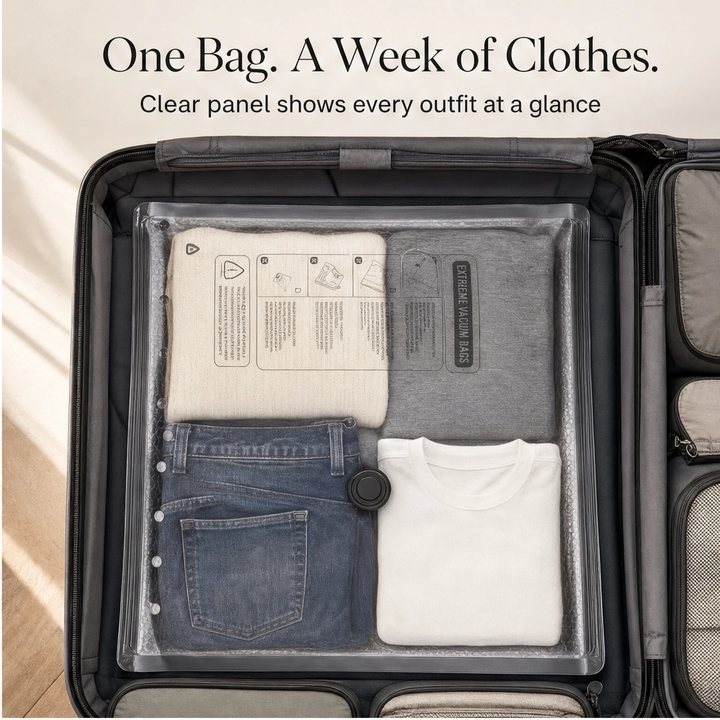 PackVault™ – Cordless Pump Travel Vacuum Compression Bag Set + 50% OFF