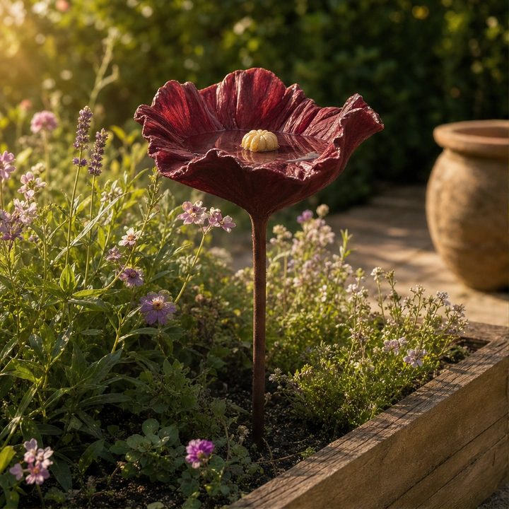 Bloombrook™ – Weatherproof Floral Bird Bath &amp; Water Feeder Garden Stake + 50% OFF