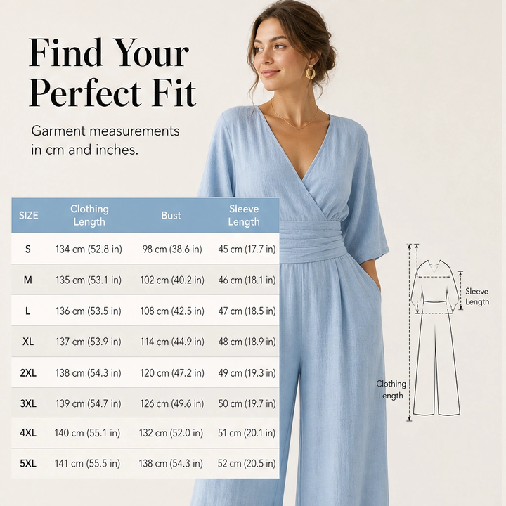 Calla – V-Neck Cinched-Waist Wide-Leg Jumpsuit + 50% OFF