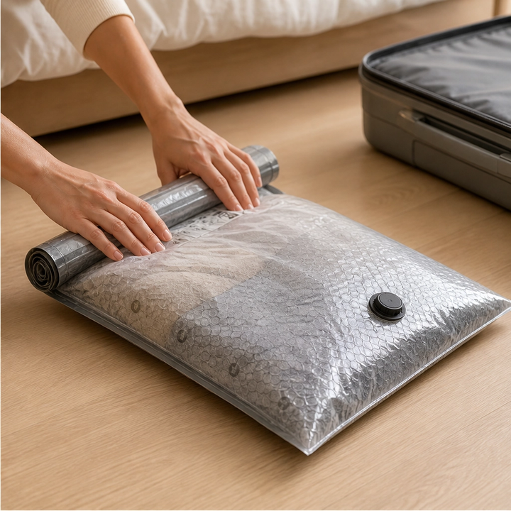 PackVault™ – Cordless Pump Travel Vacuum Compression Bag Set + 50% OFF