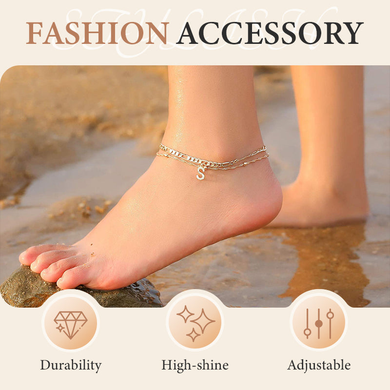 The AuraGlow Layered Anklet — Elegant Rhinestone Brilliance + 50% OFF