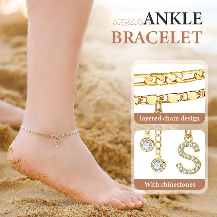 The AuraGlow Layered Anklet — Elegant Rhinestone Brilliance + 50% OFF