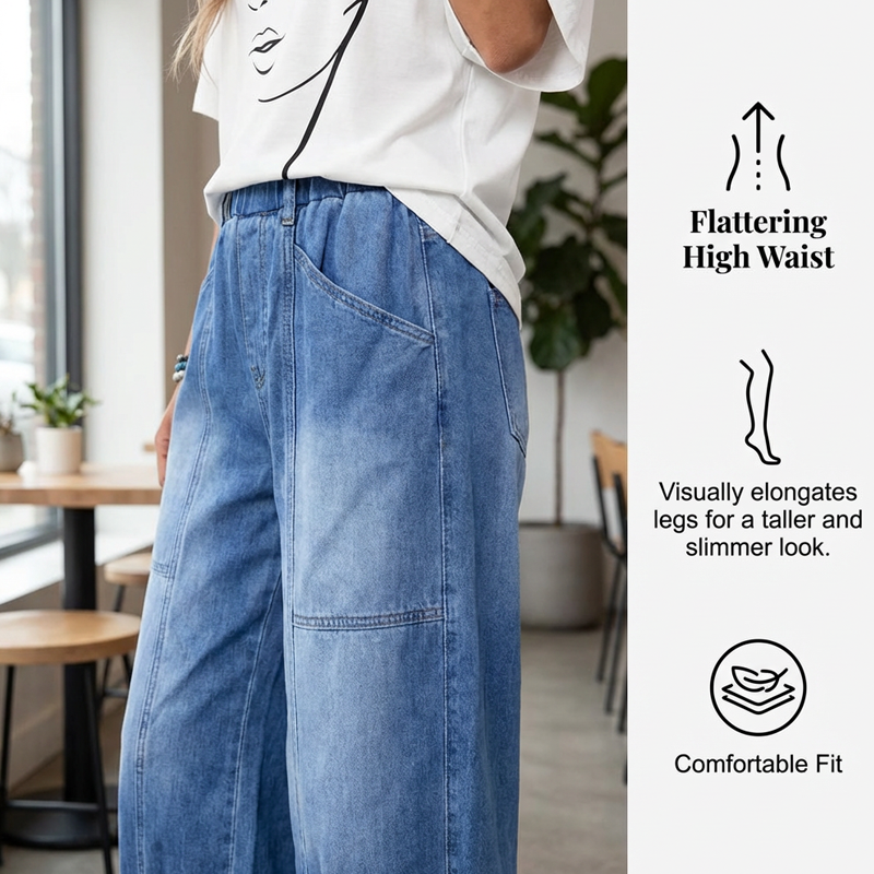 Willowfold™ – High-Waist Elastic Cropped Wide-Leg Jeans + 50% OFF