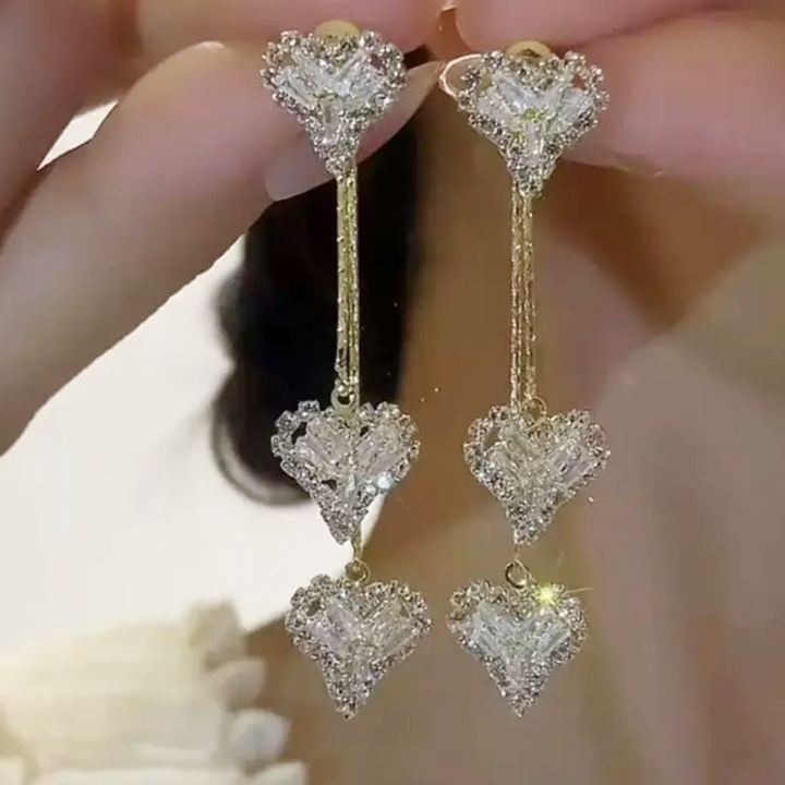 Lumelle™ – Cascading Crystal Heart Drop Earrings + 50% OFF