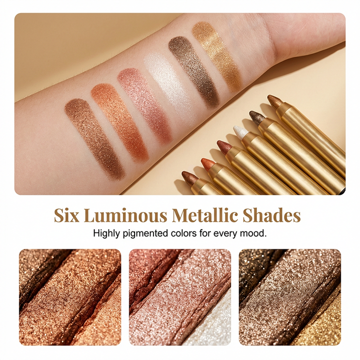 Lustara™ – Waterproof Shimmer Eyeshadow Stick Set with Built-In Blending Sponge + 1+1 FREE