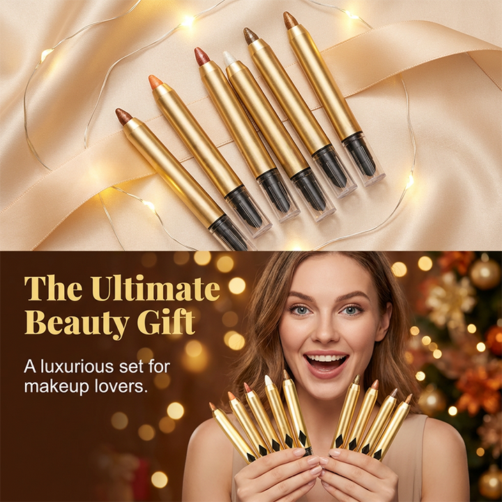 Lustara™ – Waterproof Shimmer Eyeshadow Stick Set with Built-In Blending Sponge + 1+1 FREE