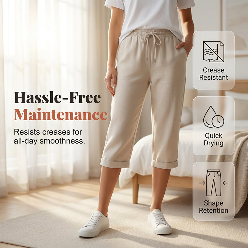 Linwood™ – Breathable Cotton-Linen Capris with Drawstring Waist &amp; Deep Pockets + 50% OFF
