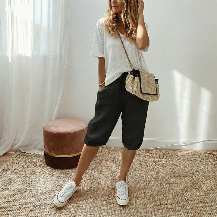 Linwood™ – Breathable Cotton-Linen Capris with Drawstring Waist &amp; Deep Pockets + 50% OFF