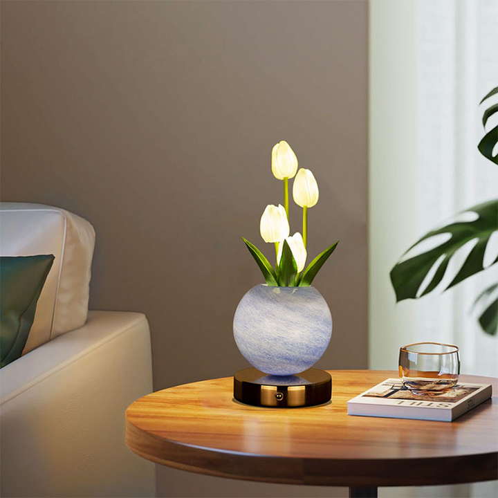 Petalune™ – Glass Globe Tulip Bouquet Night Light with Soft Warm Glow + 50% OFF