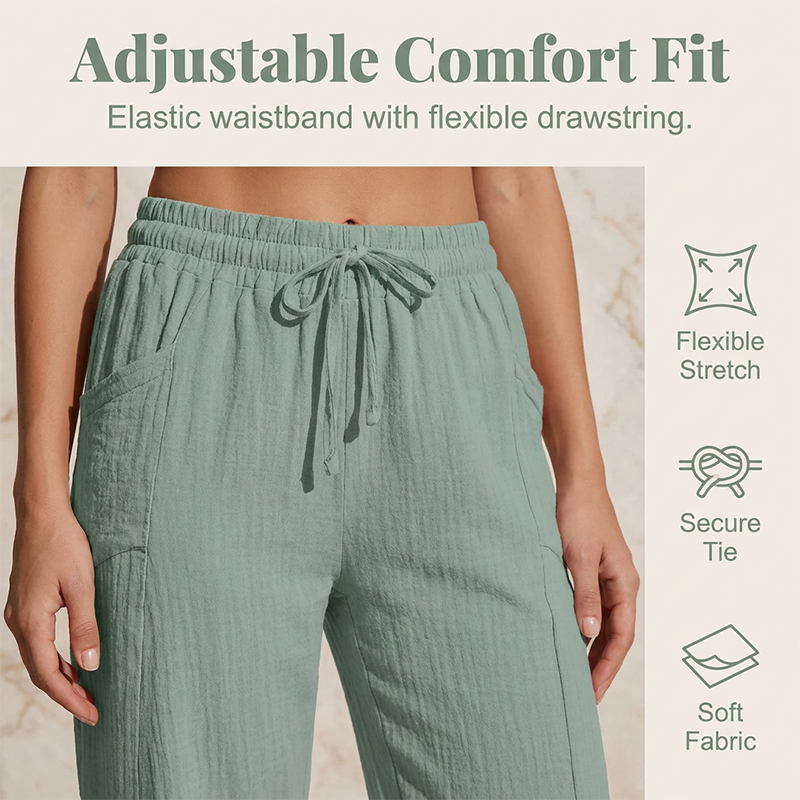 Linara™ – Breathable Wide-Leg Cropped Pants with Adjustable Waist + 50% OFF