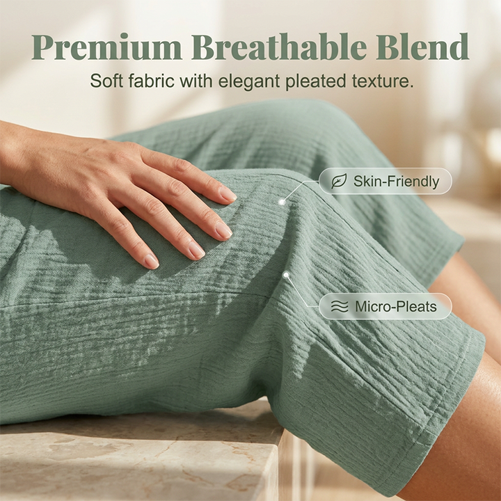 Linara™ – Breathable Wide-Leg Cropped Pants with Adjustable Waist + 50% OFF
