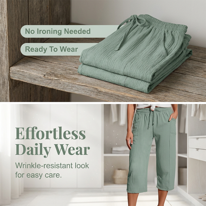 Linara™ – Breathable Wide-Leg Cropped Pants with Adjustable Waist + 50% OFF