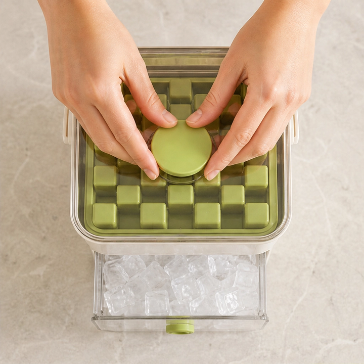 Glacio™ – Press-Release Ice Cube Tray with Sealed Storage Drawer &amp; Lid + 50% OFF